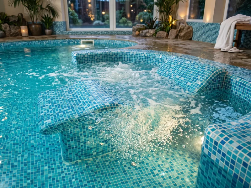 Встроенные аэромассажные лежаки в мозаичной SPA-чаше